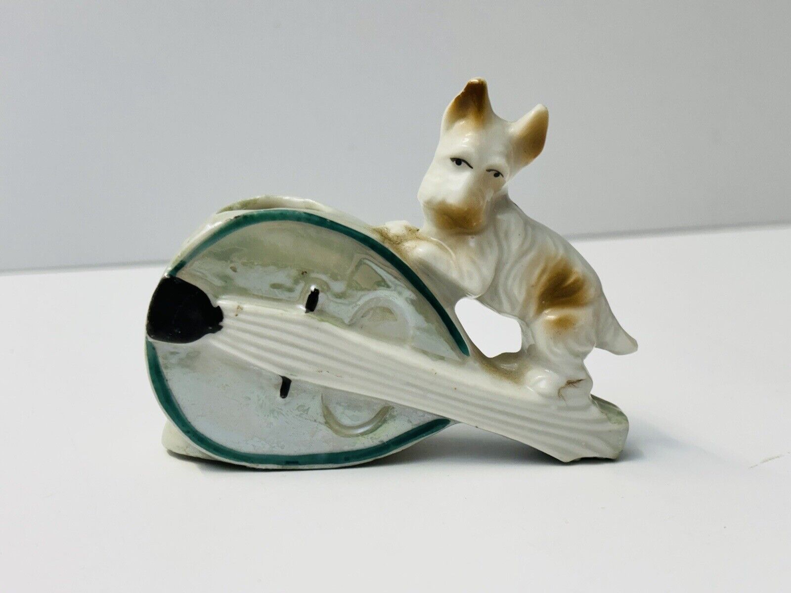 Scottish Terrier Figurine Toothpick Holder Dog on Cello Ceramic Made in Japan