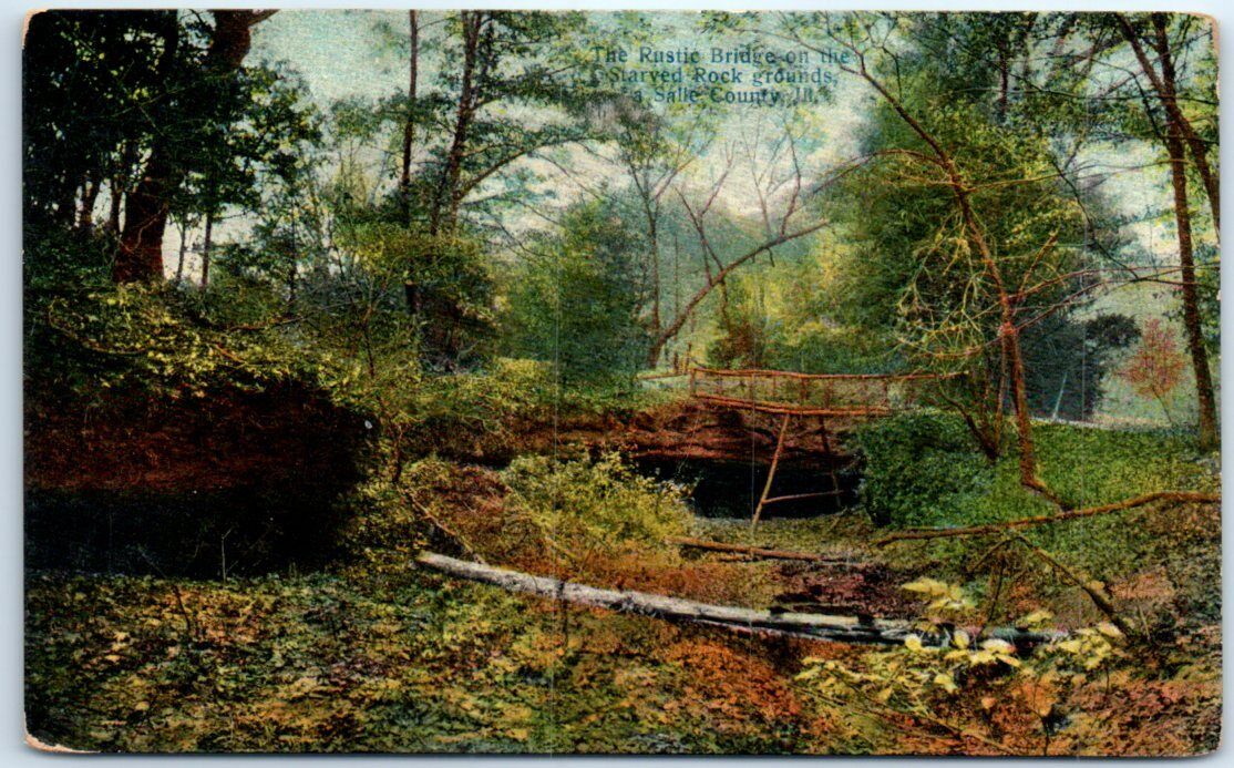 Postcard - The Rustic Bridge on the Starved Rock grounds - Illinois