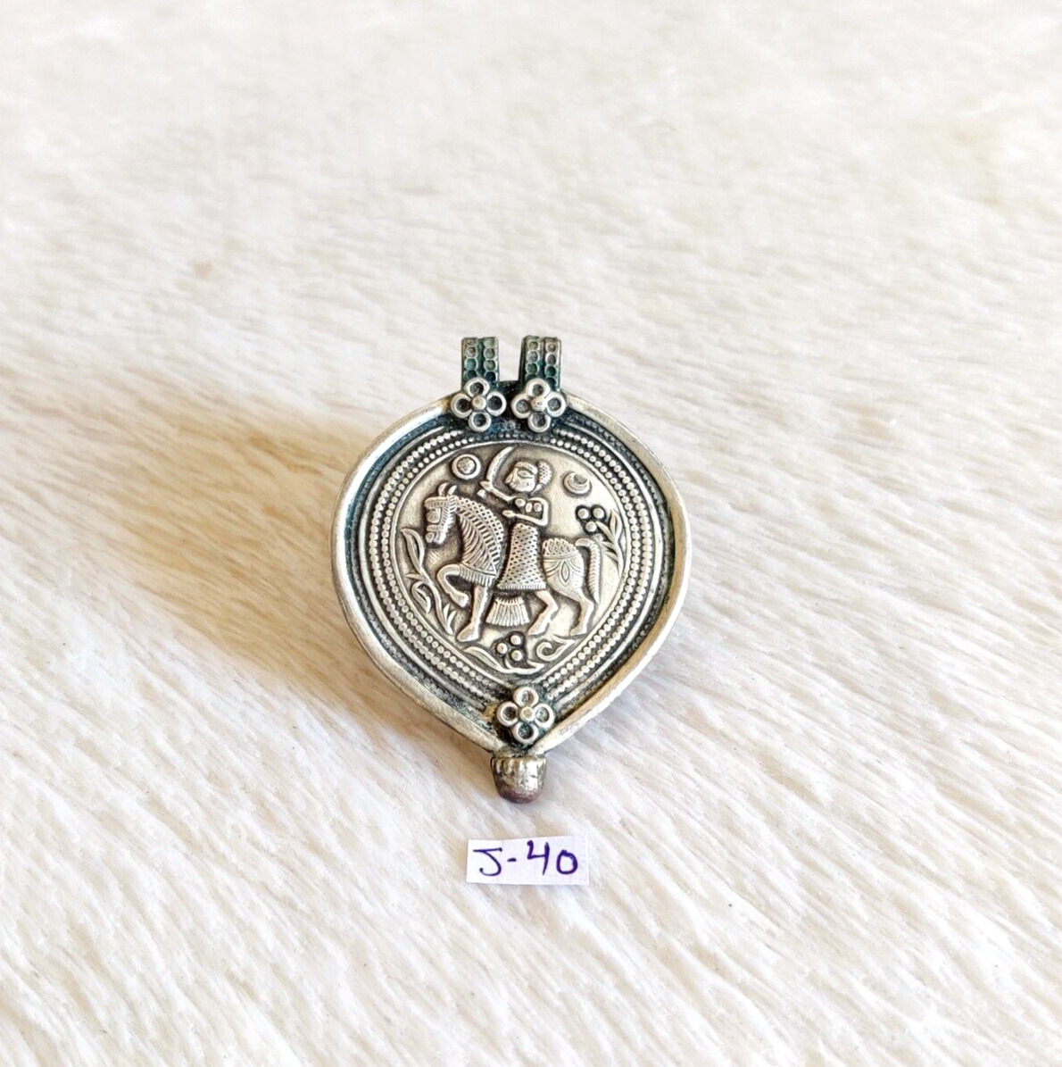 Vintage Handmade Tribal Goddess Baba Ram Dev Silver Amulet Pendant 17 Grams J40