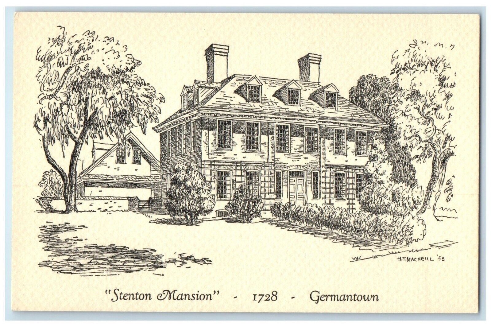c1940 Stenton Mansion Germantown William Philadelphia Pennsylvania PA Postcard