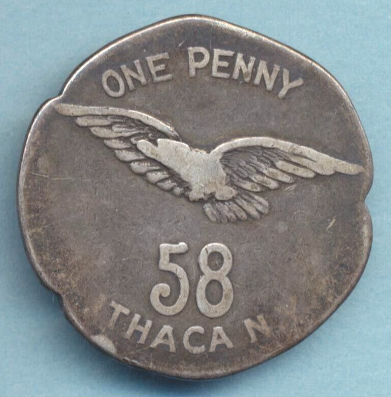 Masonic Sterling 1 Penny Token Ithaca 58  initial YTZ 