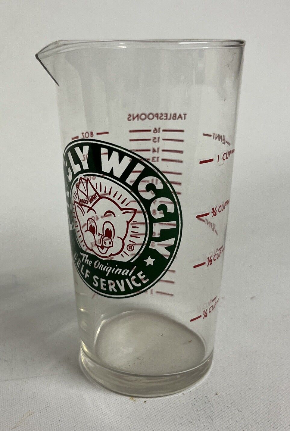 Vintage Piggly Wiggly Glass Measuring Cup Vintage 8 Oz 16 Tablespoons One Cup