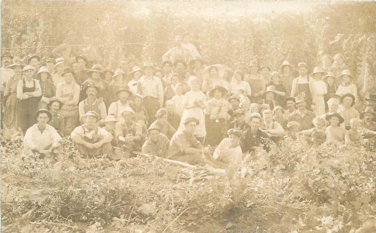 Postcard RPPC C-1910 Group gathering of people 23-735