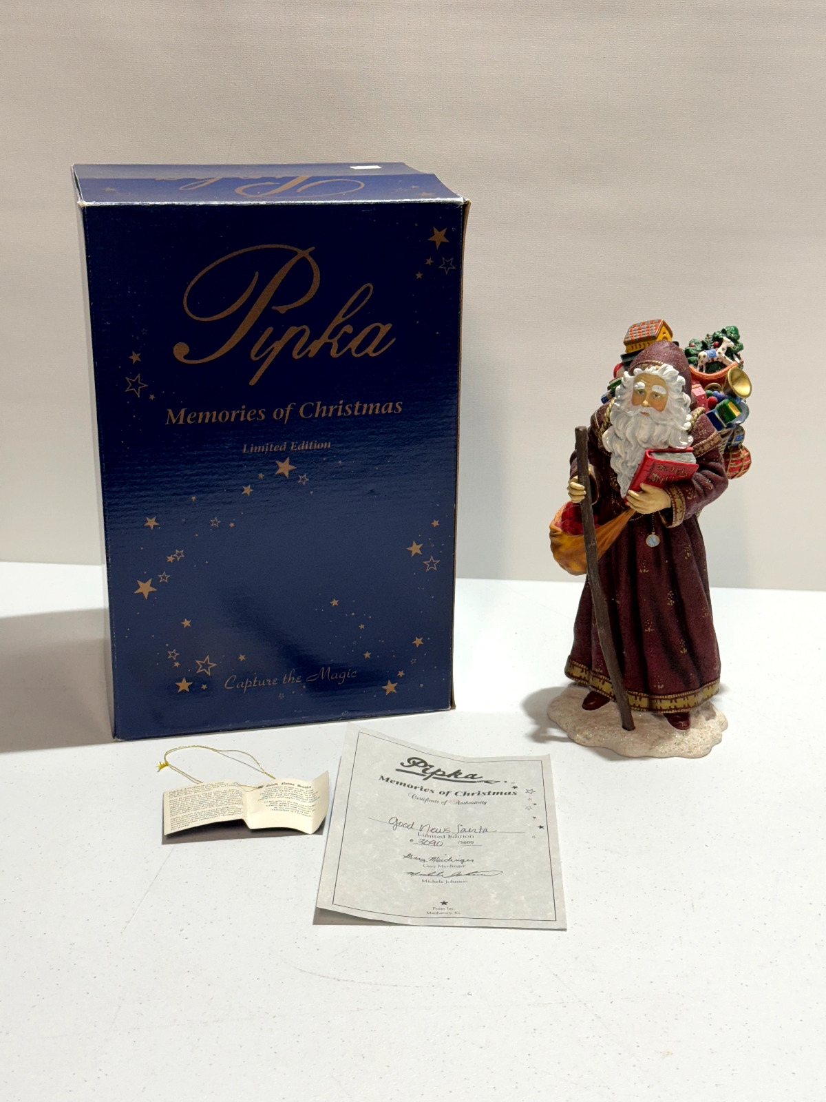 1996 Pipka Limited Edition Good News Santa Memories of Christmas COA Box Vintage