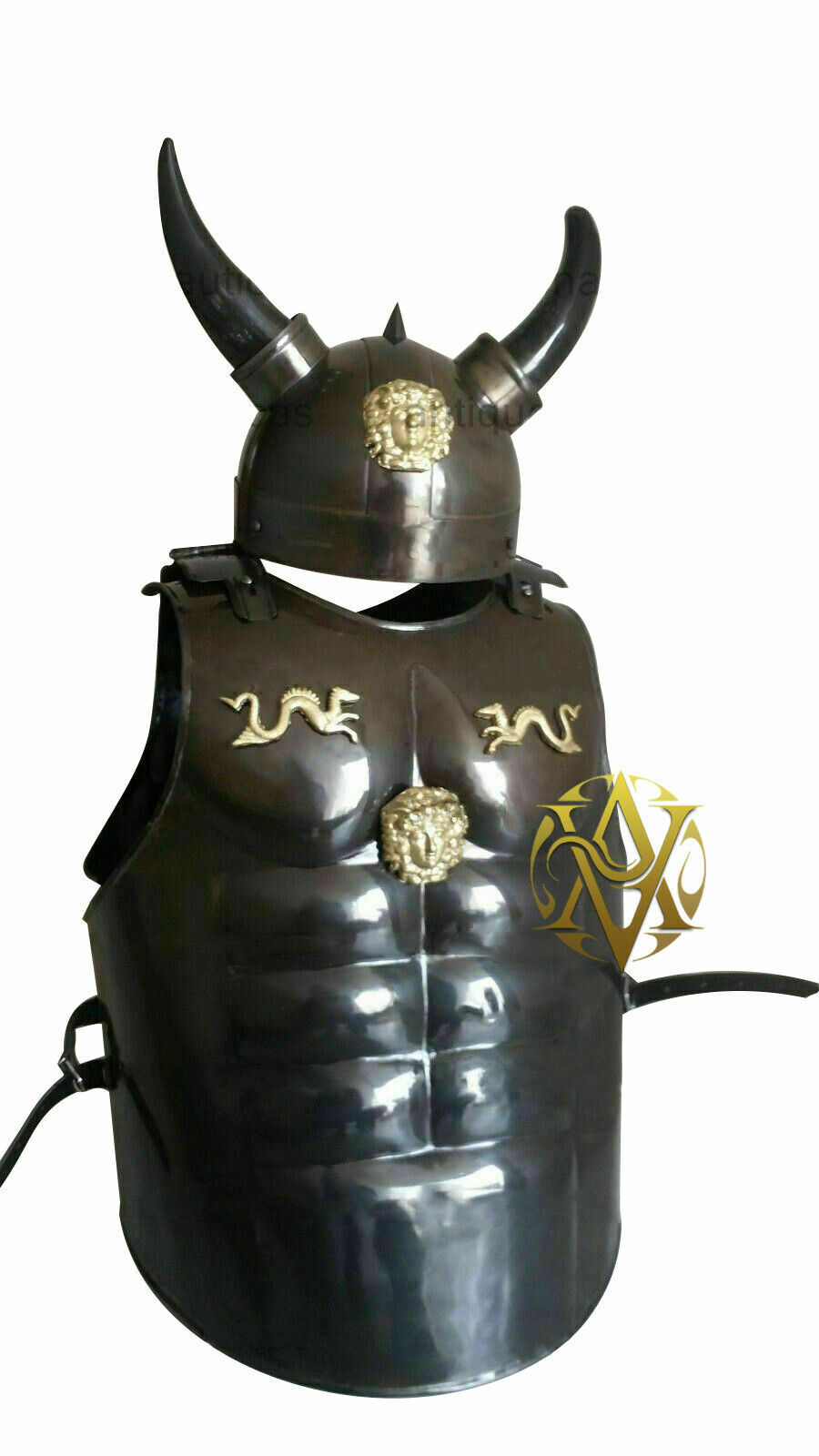 Vintage Quntity Black 300 Spartan Helmet Chest Armour Crusader Wearable Style