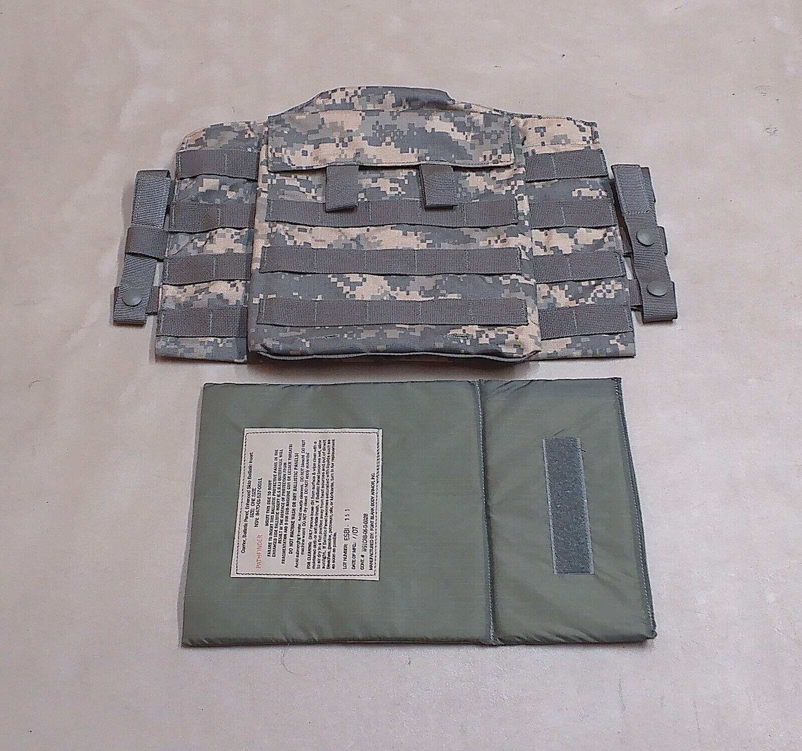 USGI Army ACU Camouflage Enhanced Vest Plate Carrier Side Outershell w/ Insert