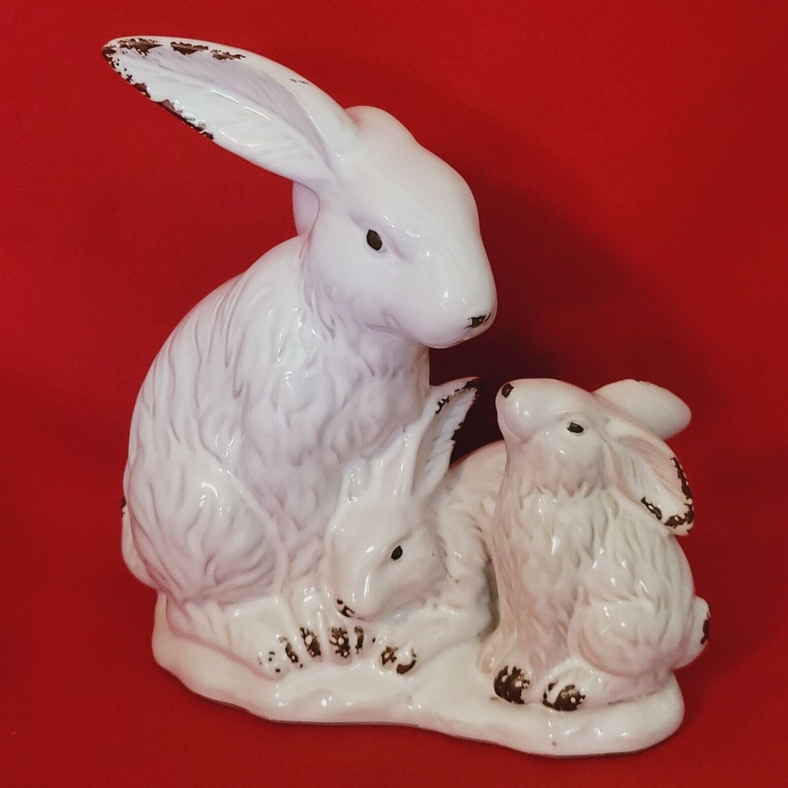 Vintage Porcelain Bunny Rabbit Family Figurine