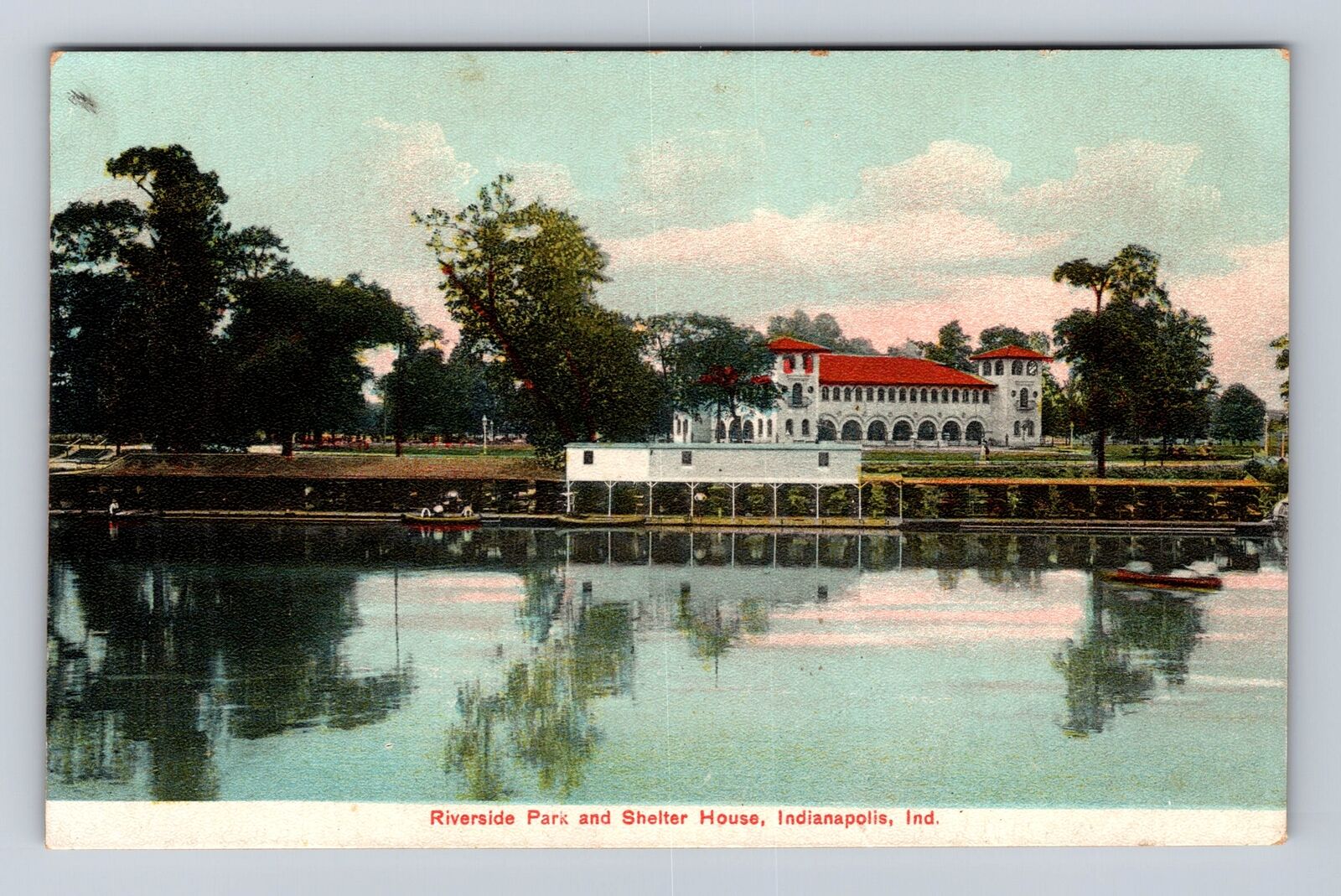 Indianapolis IN-Indiana, Riverside Park, Shelter House, Antique Vintage Postcard