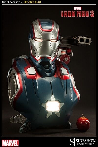 Sideshow Marvel Iron Man 3 Iron Patriot 1:1 Scale Life-Size Bust Statue In Stock