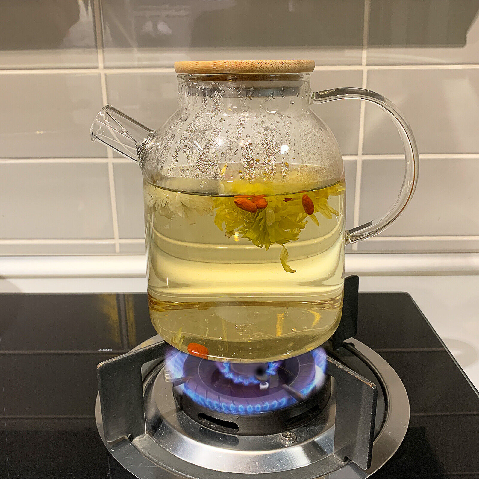 Glass Teapot Glass Pitcher 1600ml/54oz Tea Pot Set with infuser Stovetop Safe 