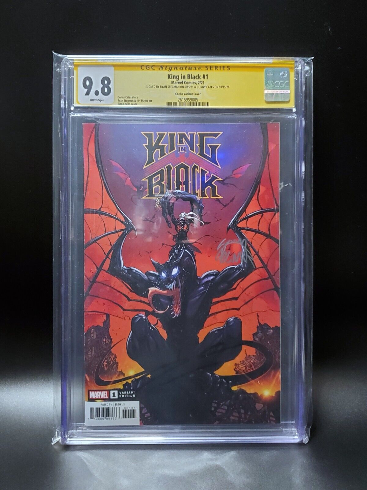 King in Black 1 CGC SS 9.8 Coello 1:50 2x Signed Cates and Stegman 