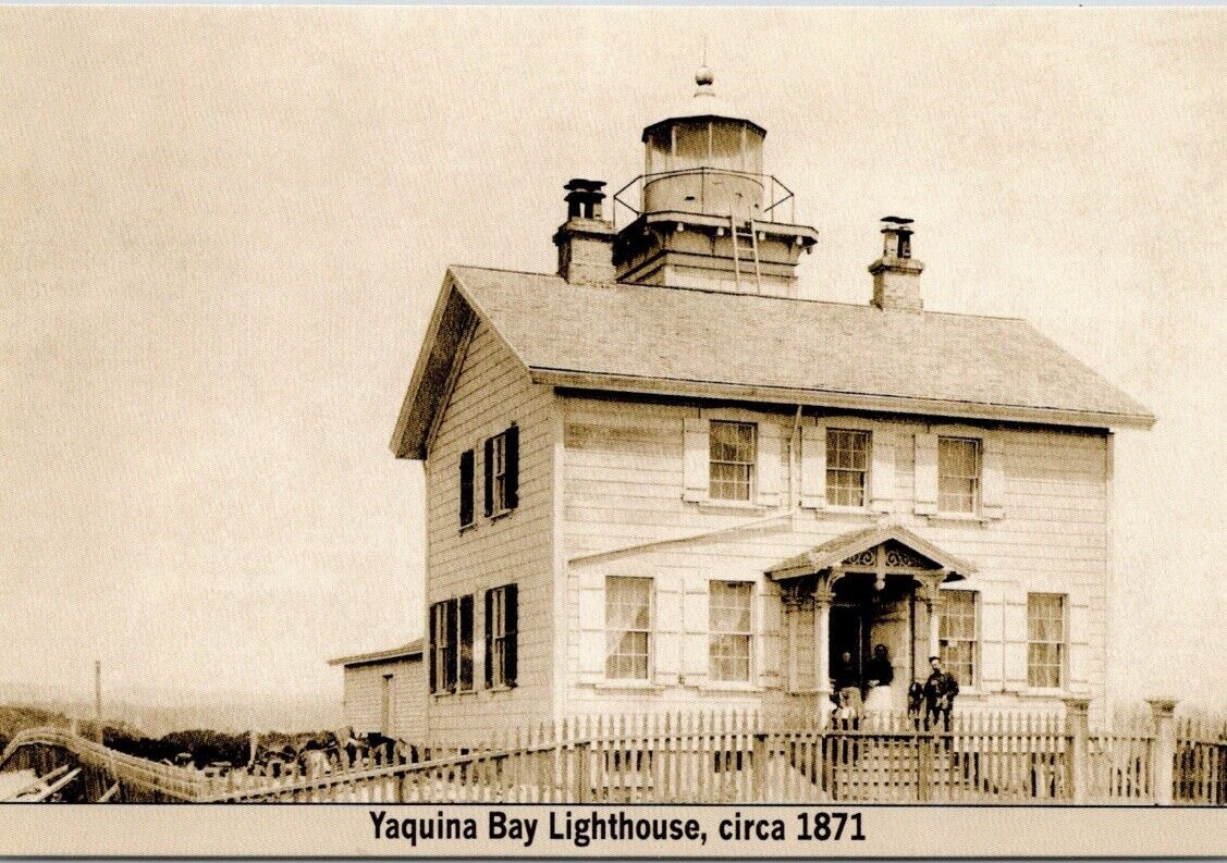 OREGON LIGHTHOUSE CONTINENTAL POSTCARD Yaquina Bay, circa 1871, Newport, Sepia
