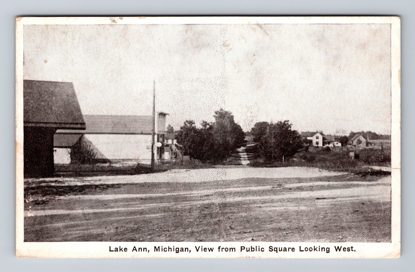 Lake Ann MI-Michigan, View From Public Square West, Vintage c1936 Postcard