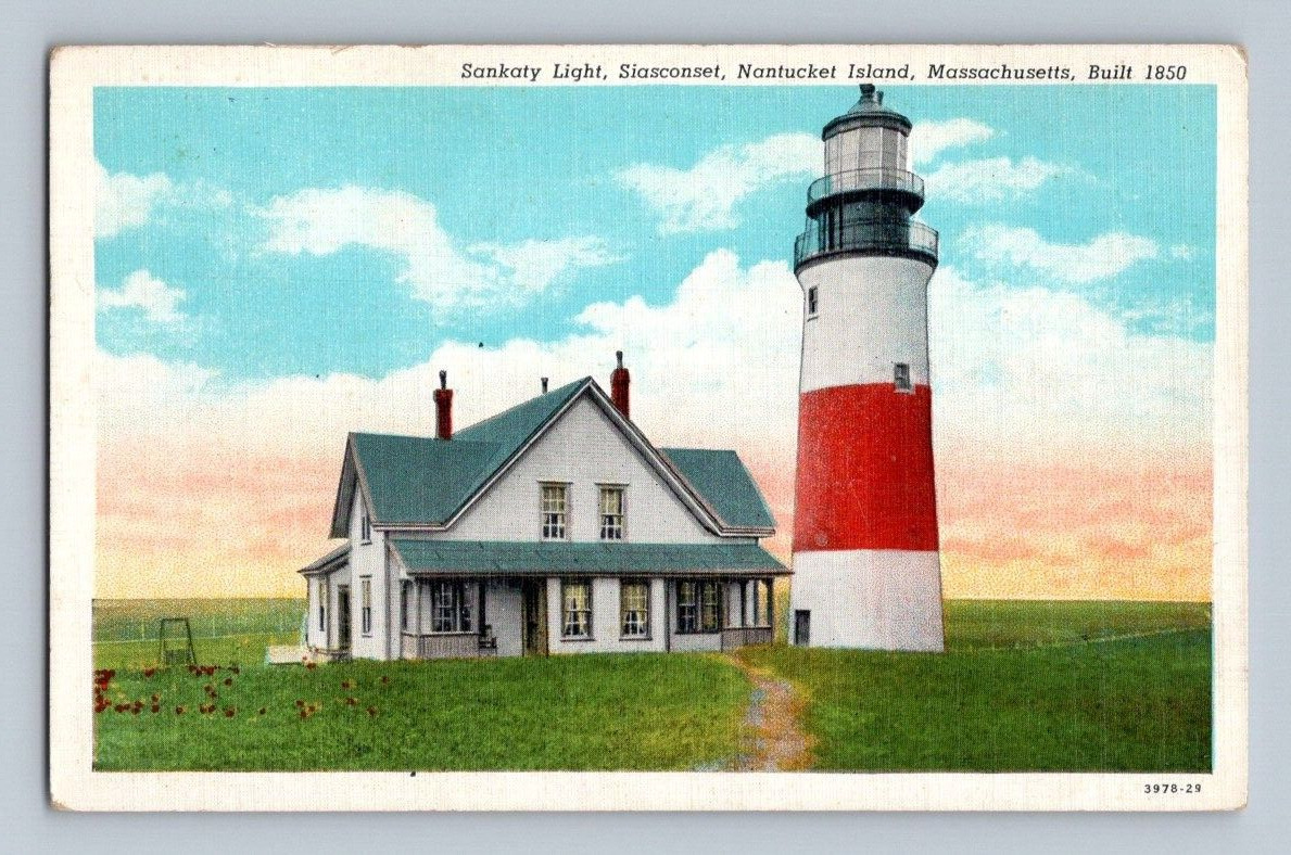 1940. SANKATY LIGHTHOUSE. SIASCONSET. NANTUCKET ISLAND, MASS. POSTCARD CK30