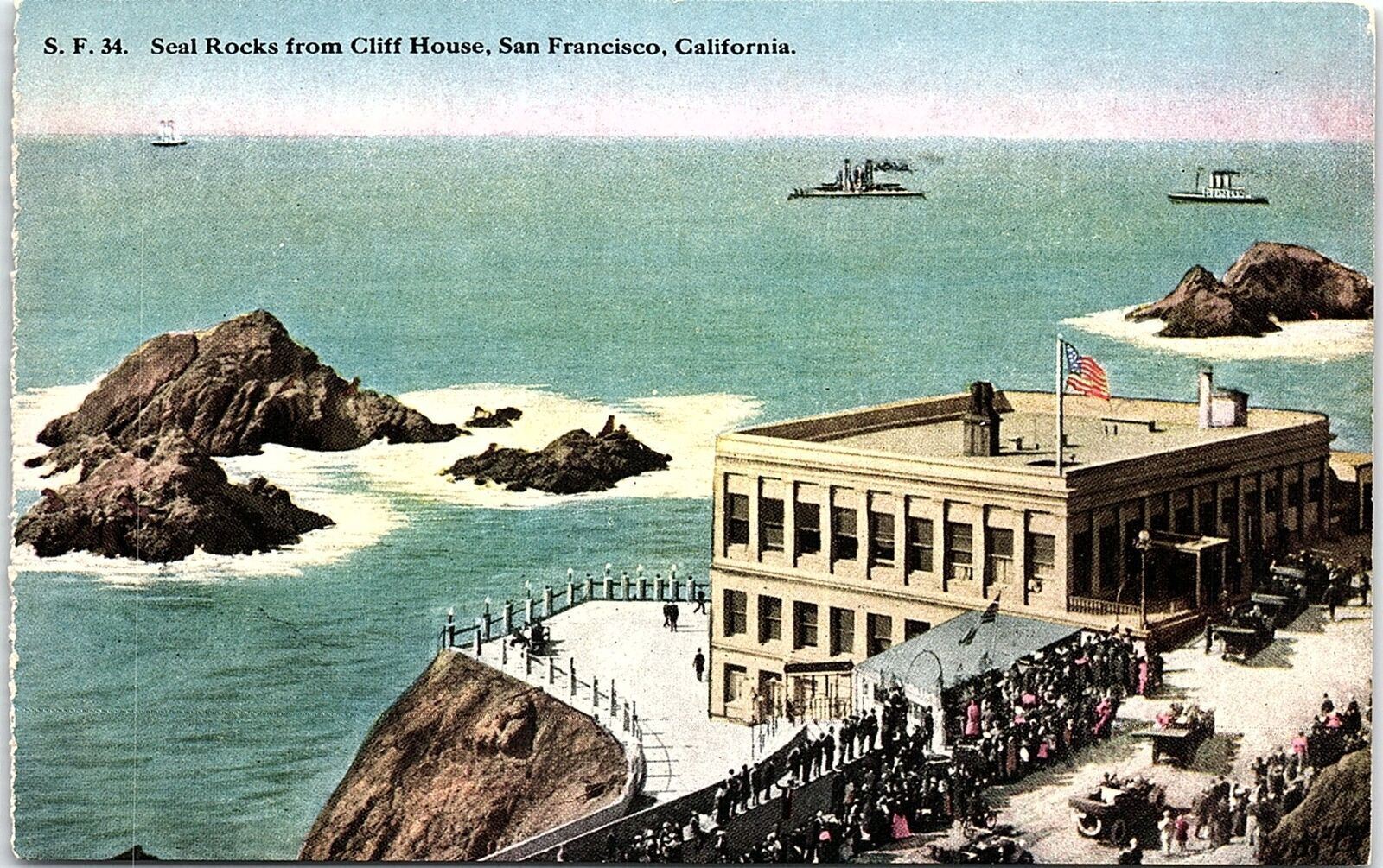 c1910 SAN FRANCISCO CALIFORNIA SEAL ROCKS FROM CLIFF HOUSE POSTCARD 42-34