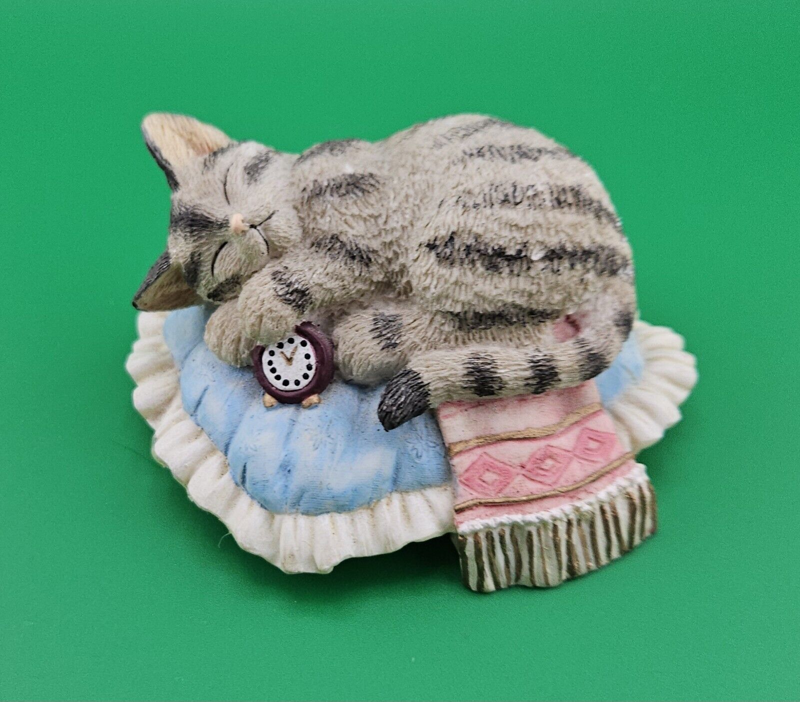 Vintage Westmoreland Resin Cat Napping with Clock