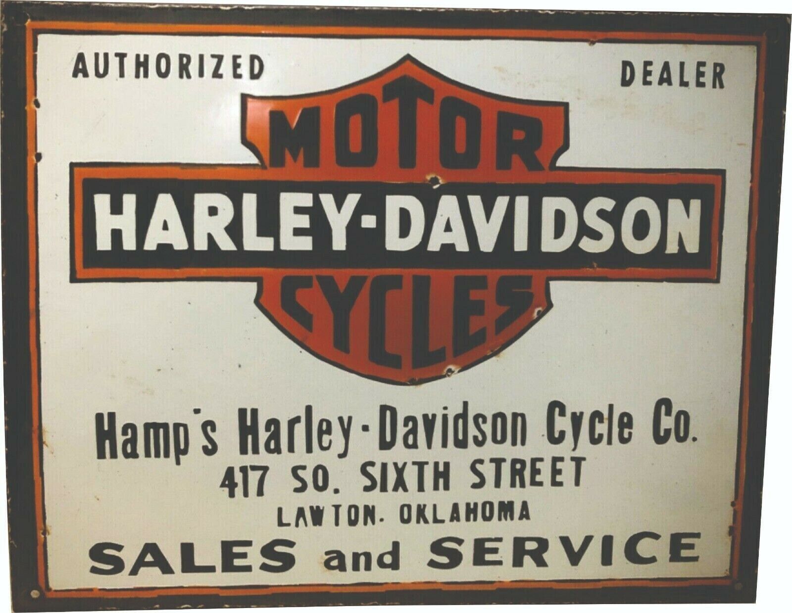 PORCELAIN  HARLEY DAVIDSON ENAMEL SIGN  30X25 INCHES DOUBLE SIDED