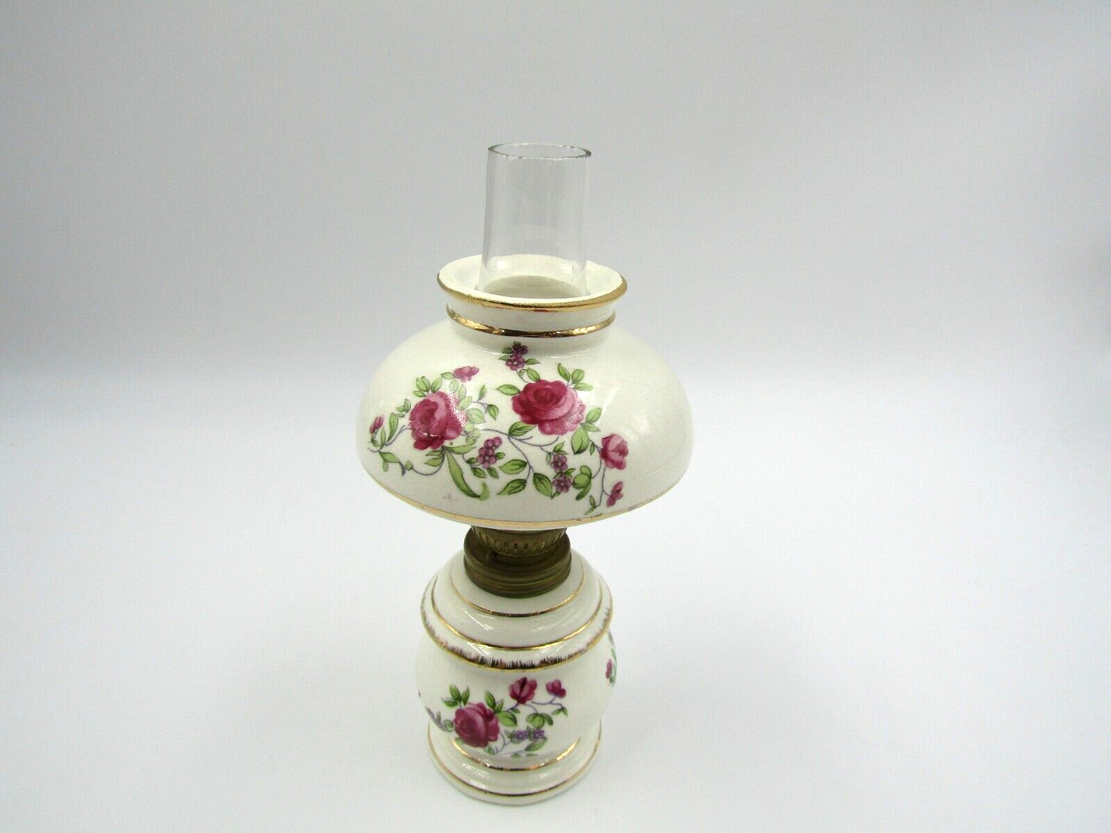 Vintage Porcelain Miniature Oil Lamp - Unbranded 8” Tall.