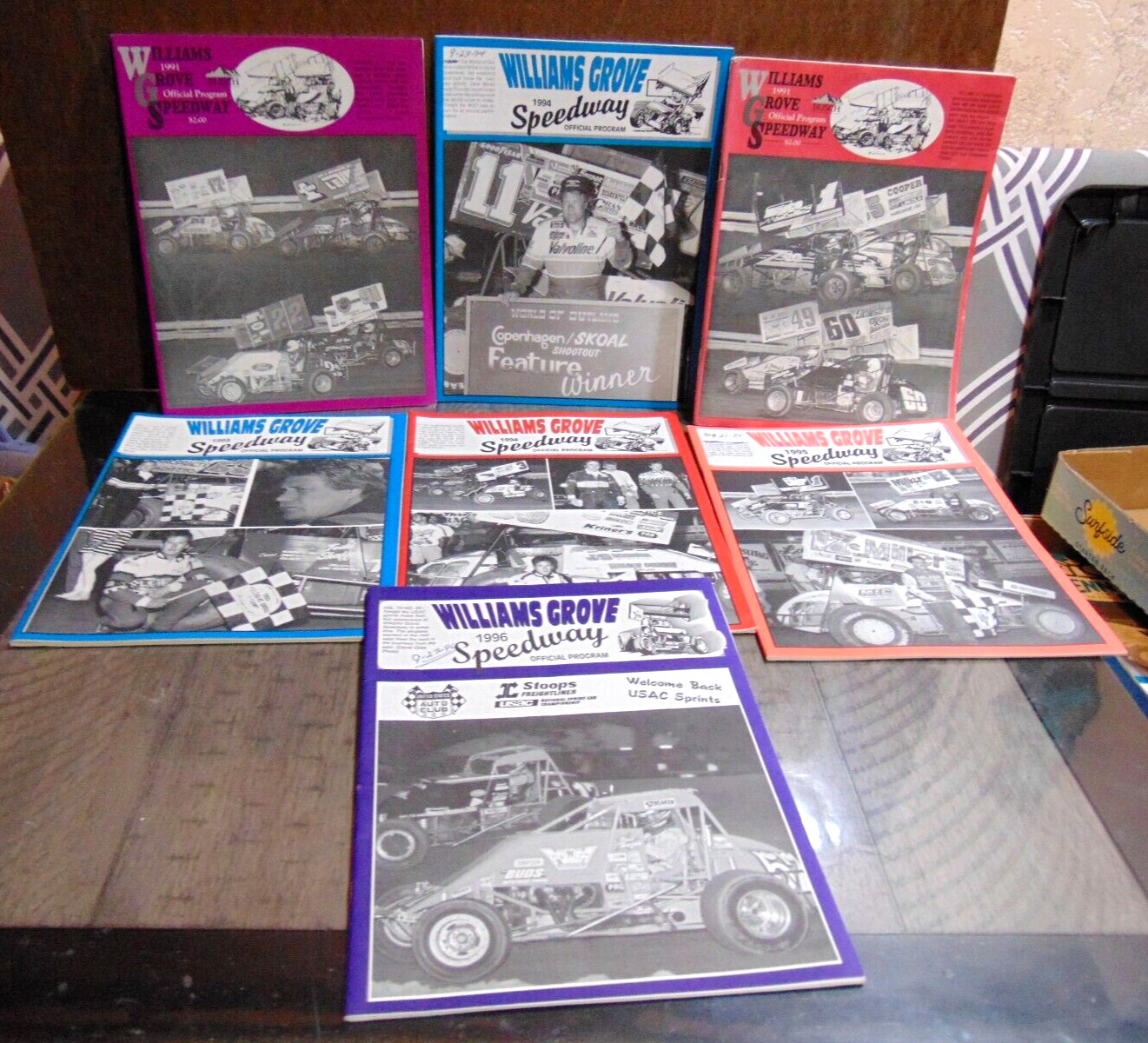 7 Vintage Williams Grove Speedway Books  1991 - 1993 - 1994 - 1995 - 1996