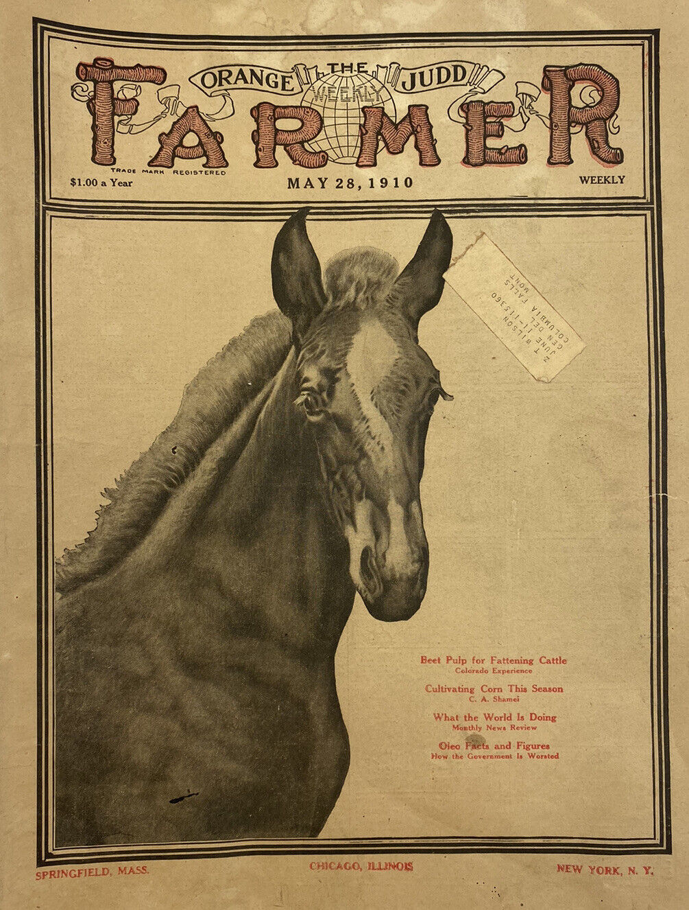 The Orange Judd Farmer News Print Magazine, Chicago Illinois May 28 , 1910