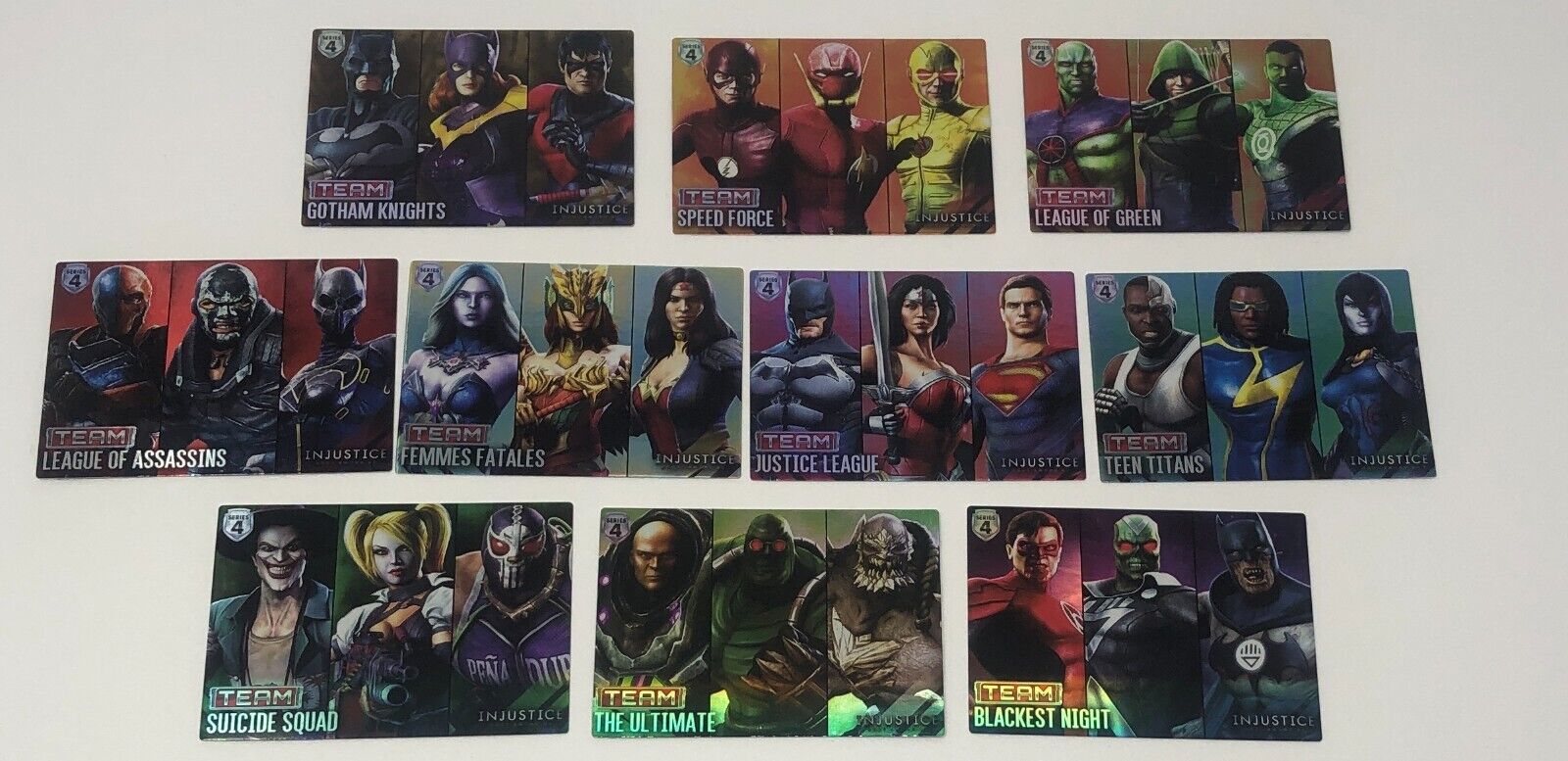 DC Injustice 10x Cards: Complete Team Set (FOIL, Series 4) Arcade Game