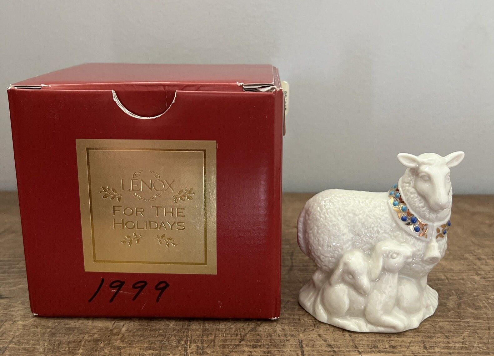 Lenox USA China Jewels Nativity Sheep Porcelain Figurine In Box ~ Christmas