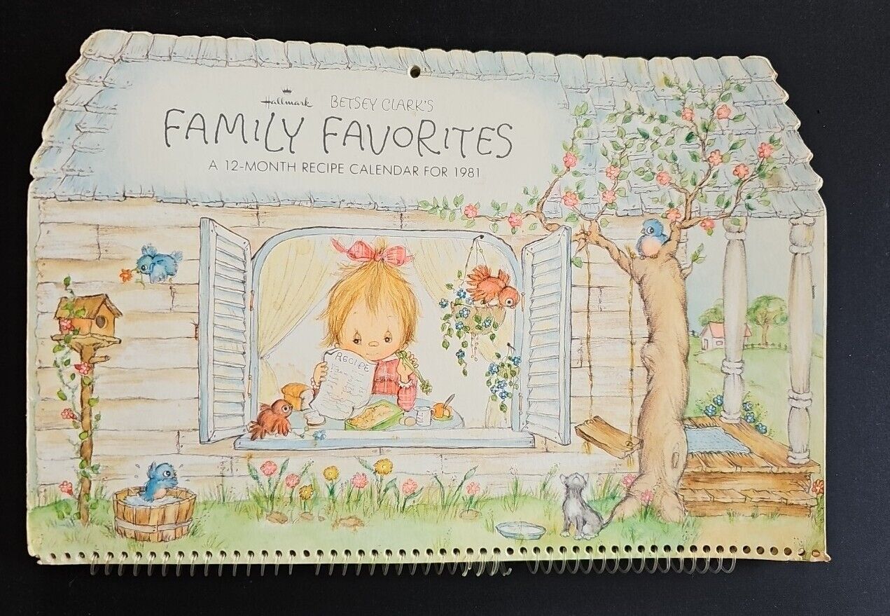 Vintage 1981 Betsey Clark's Hallmark Family Favorites 12 Month Recipe Calendar