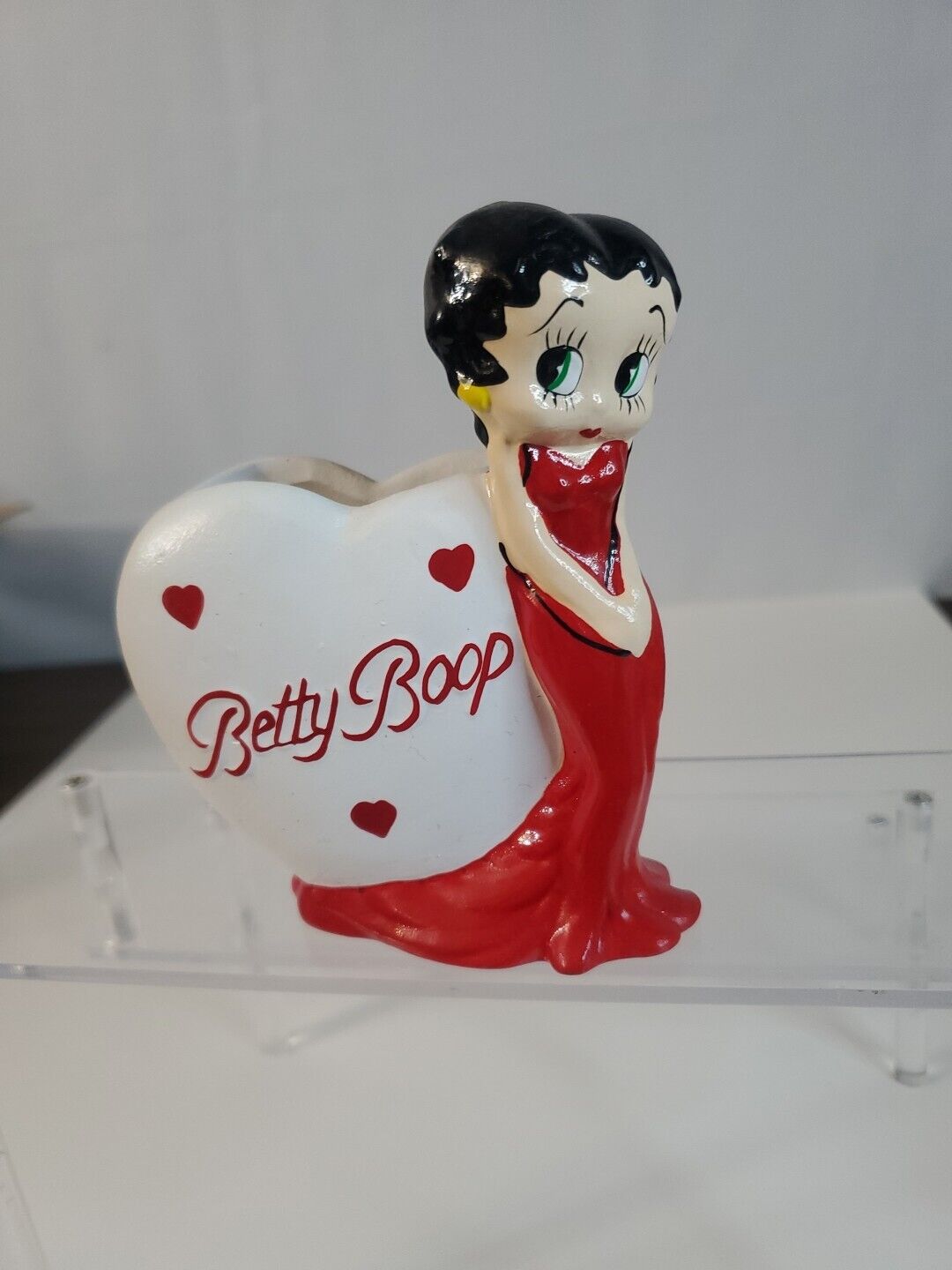 Vintage Betty Boop Long Dress w/ Heart Ceramic Pencil Holder/planter Handpainted