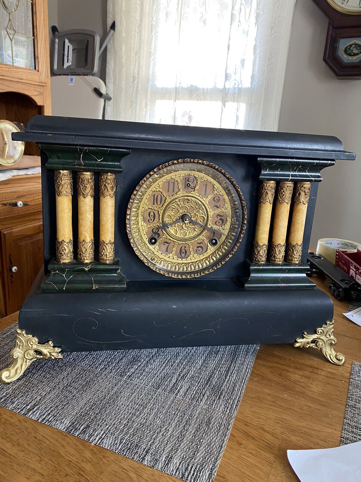 Antique Gilbert Co. Victorian Bell Mantel Shelf Clock 1906 A Beauty