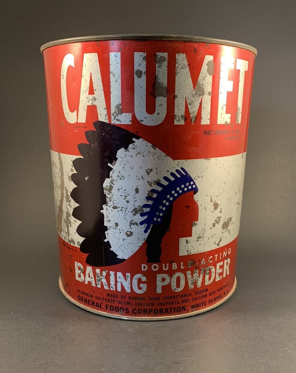 Vintage 10LBS Calumet Baking Powder Tin With Lid
