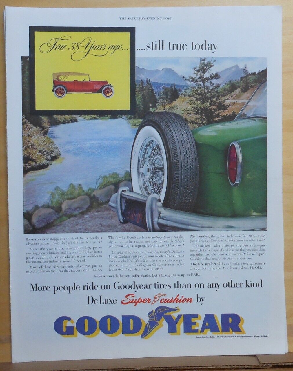 1953 magazine ad for GoodyearTires - True 38 years ago, still true today