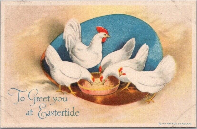 c1910s EASTER Greetings Postcard White Chickens / Un-Signed Clapsaddle - Unused