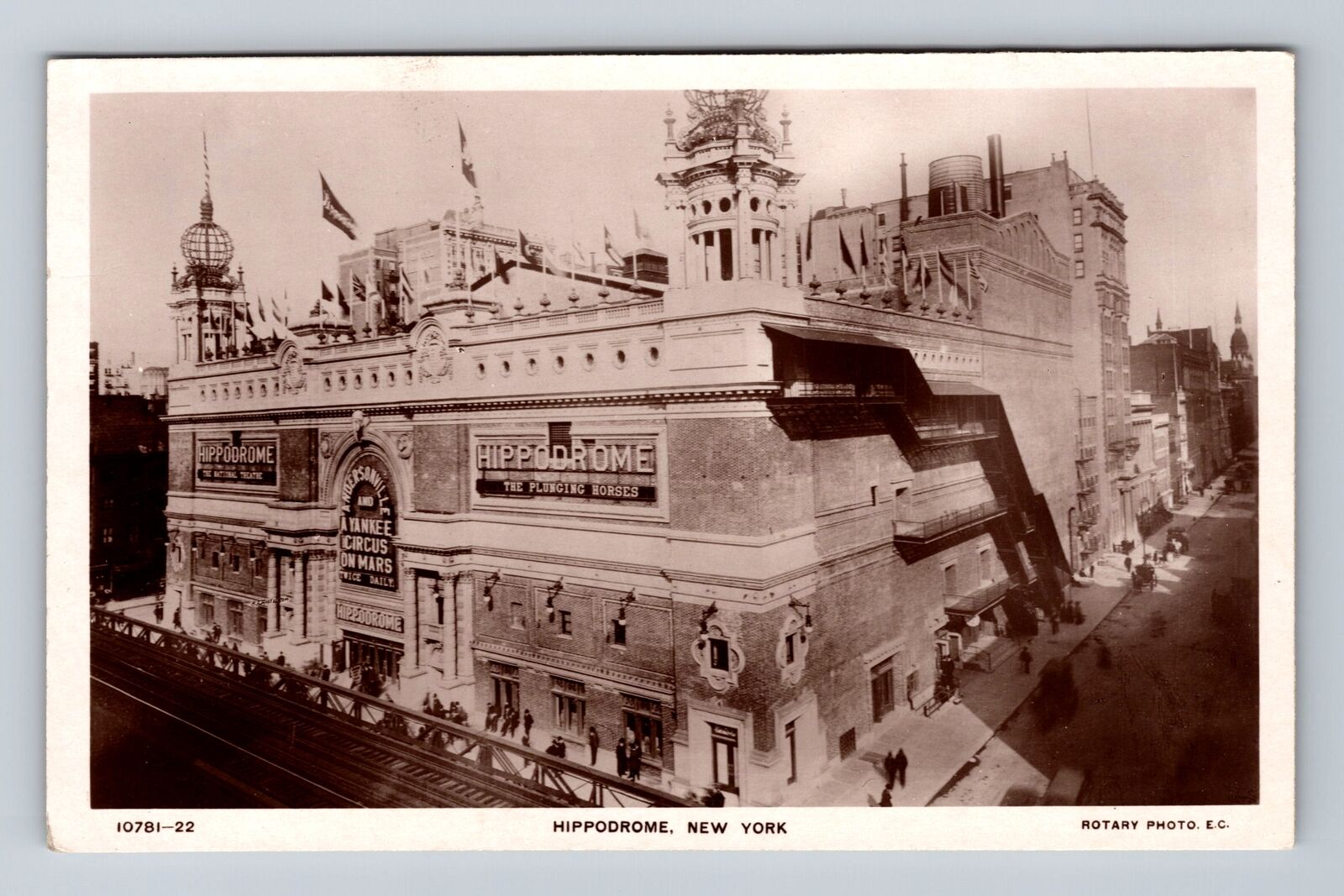 New York City NY, RPPC, Hippodrome, Souvenir Real Photo Vintage Postcard