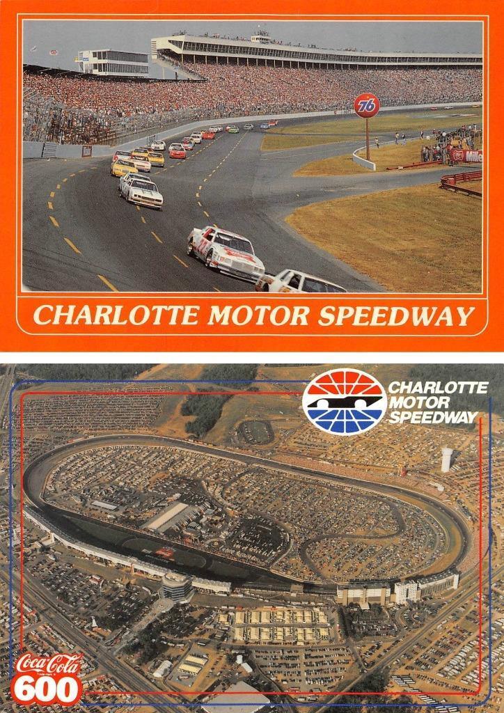 2~4X6 Postcards NC North Carolina  CHARLOTTE MOTOR SPEEDWAY Race & Aerial View