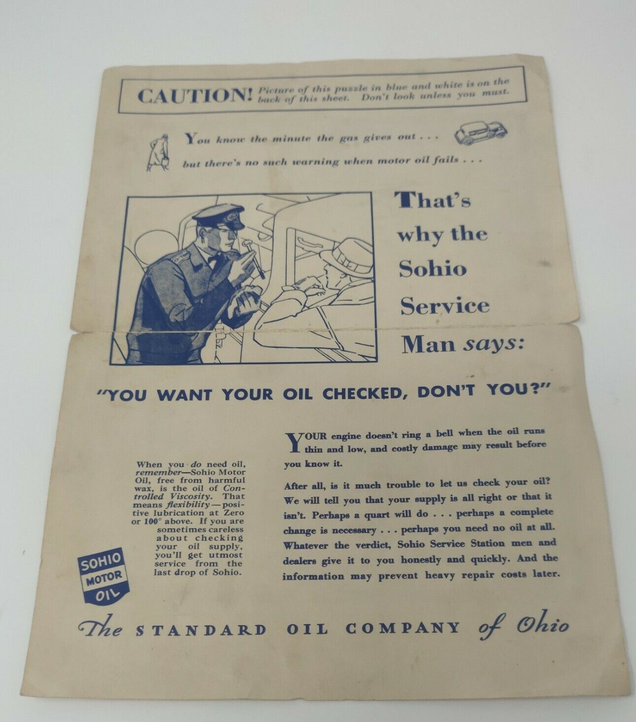 Sohio Duron Motor Oil Standard Oil Advertising Pamphlet Brochure Vintage 