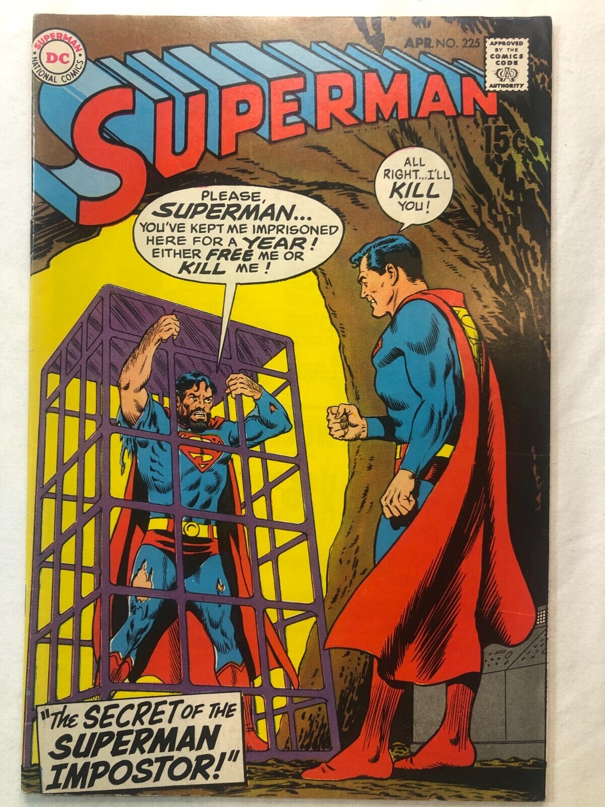 Superman 225 Apr 1970 Vintage Bronze Age DC Comics Very Nice Condition