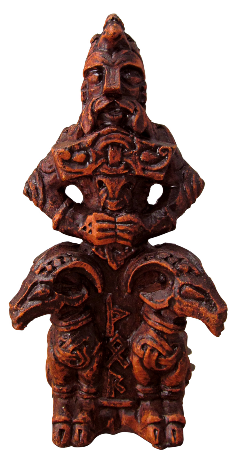 Thor Figurine - Wood Finish - Norse Asatru God Viking Statue - Dryad Design