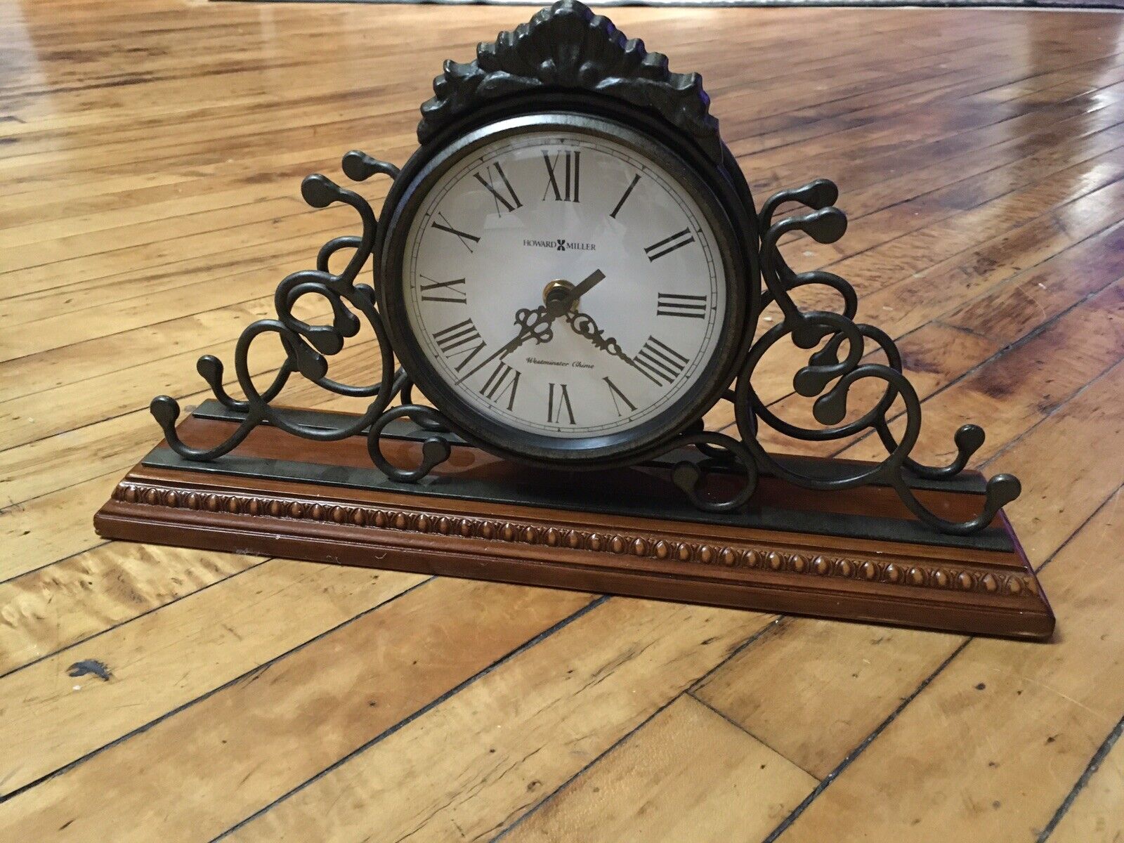 Howard Miller Adelaide Westminster Chime Quartz Mantle Clock Wrought Iron & Wood