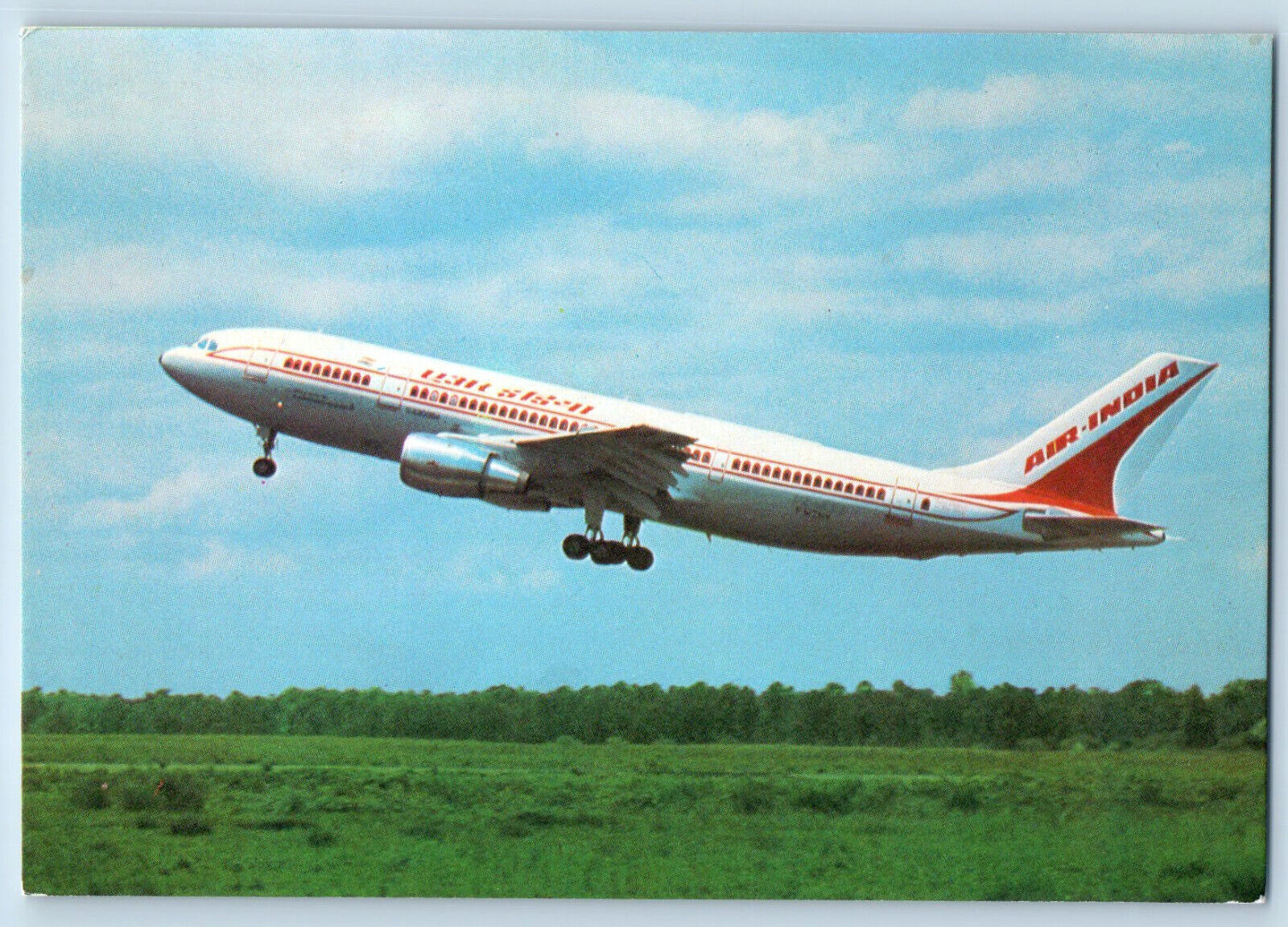 India Postcard Air-India Red and White Airplane c1960's Vintage Unposted