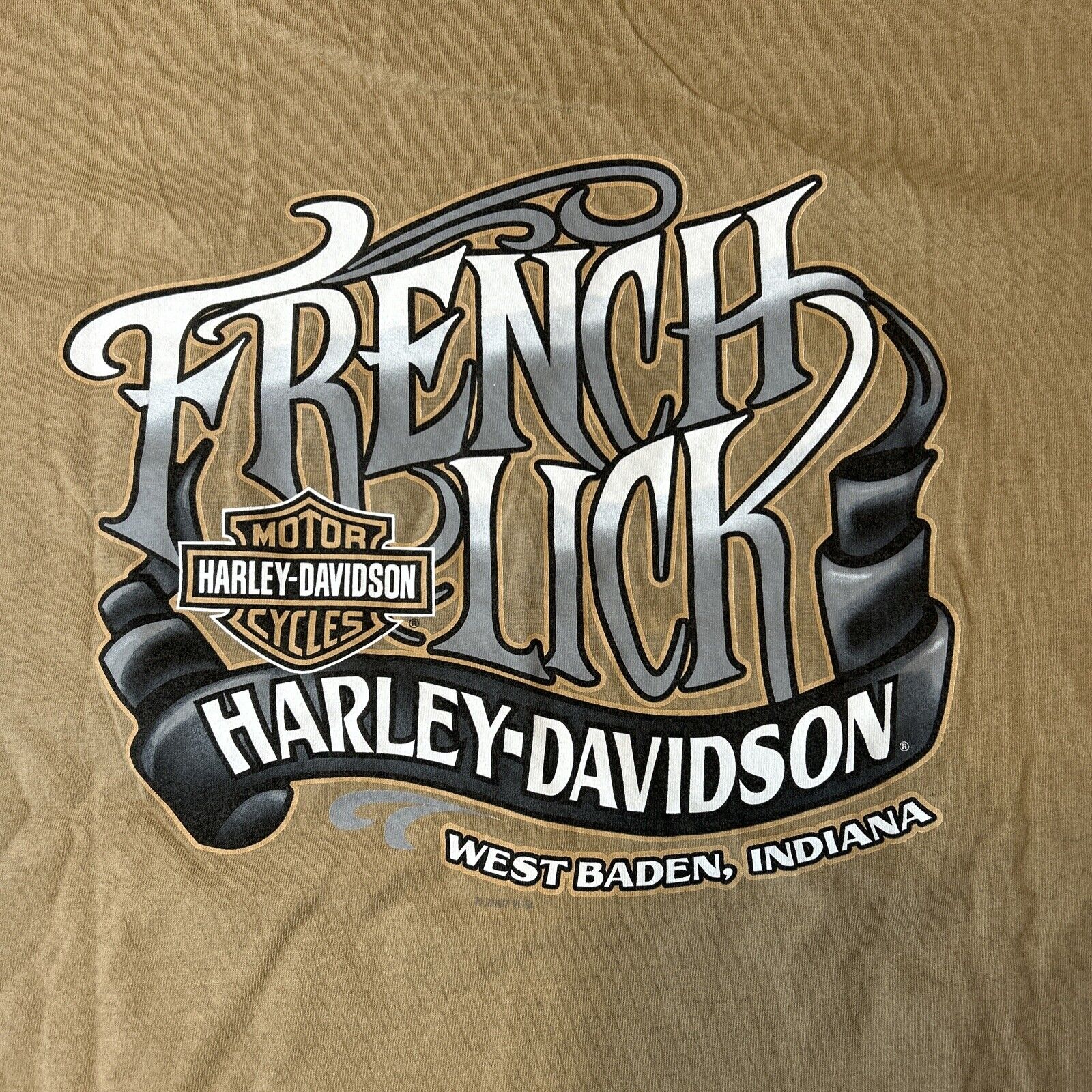 Harley Davidson T Shirt French Lick West Baden Indiana L Sand  2007