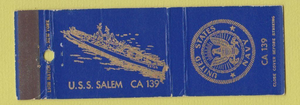 Matchbook Cover - USS Salem CA 139 Navy
