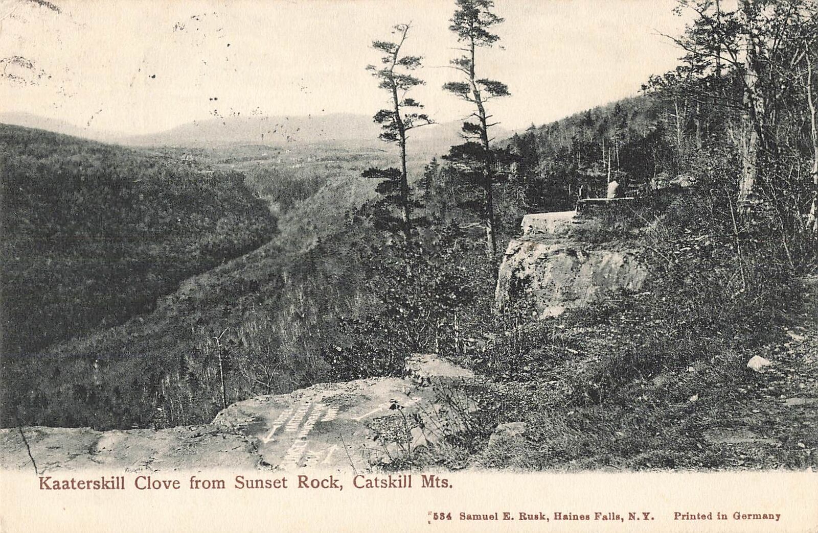 Vintage Postcard Kaaterskill Clove Sunset Rock Catskill Mountians New York 1908