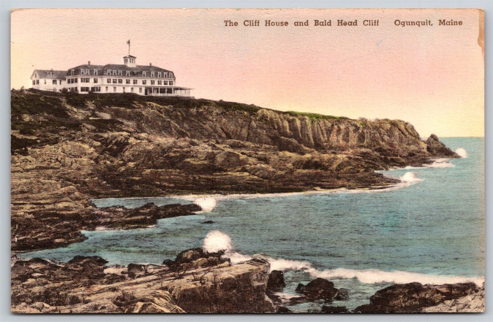Postcard Cliff House and Bald Head Cliff, Ogunquit, Maine hand-colored A90