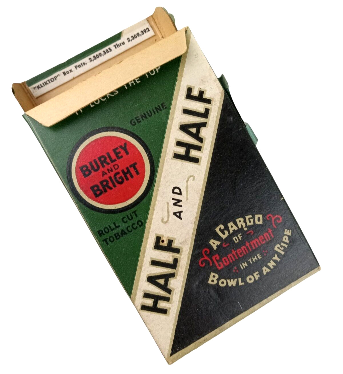 HALF AND HALF Kliktop Box Cardboard Tobacco Box EMPTY Vintage Advertising RARE