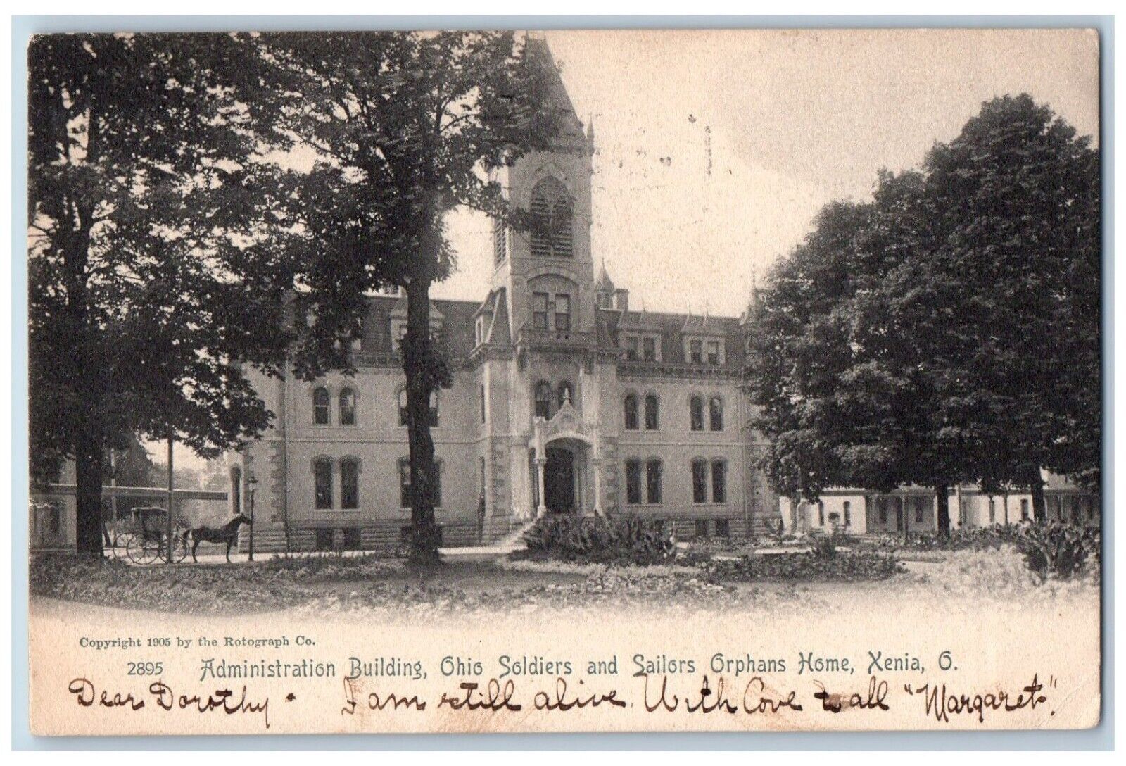 Xenia Ohio Postcard Administration Building Ohio Soldiers Sailors Orphans Home