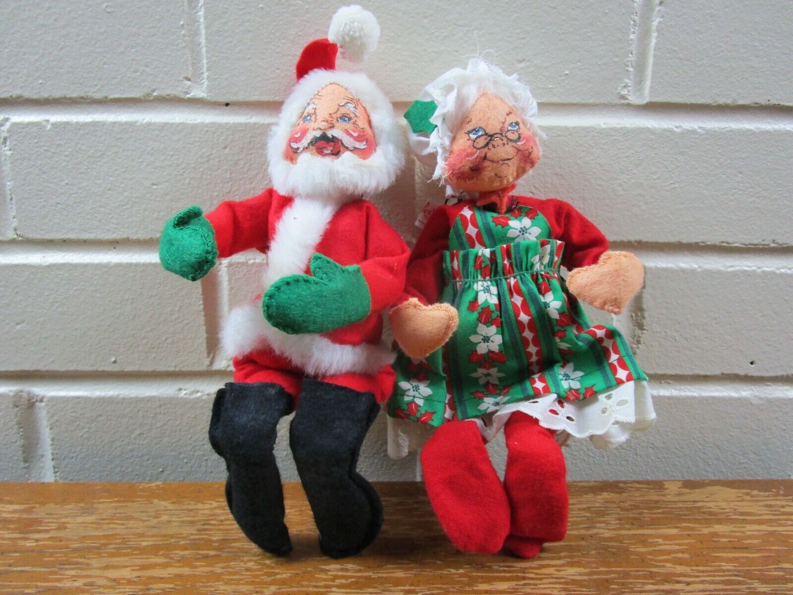 VTG Annalee Dolls Lot Mr. & Mrs. Santa Claus Red Suit 1963 Collectible Ornament
