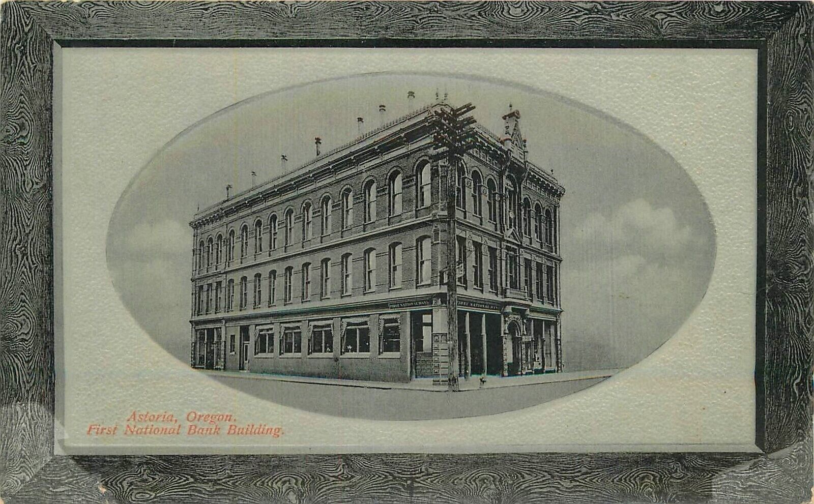 Postcard Oregon Astoria 1st National Bank Building frame like PNC 23-3450