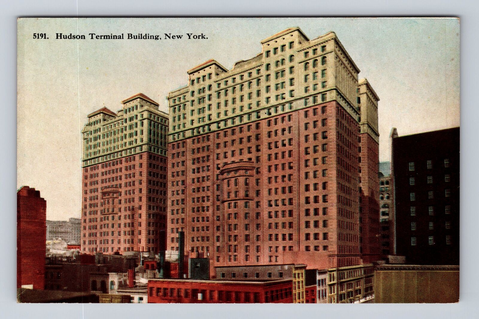 New York City NY, Hudson Terminal Building, Vintage Souvenir Postcard