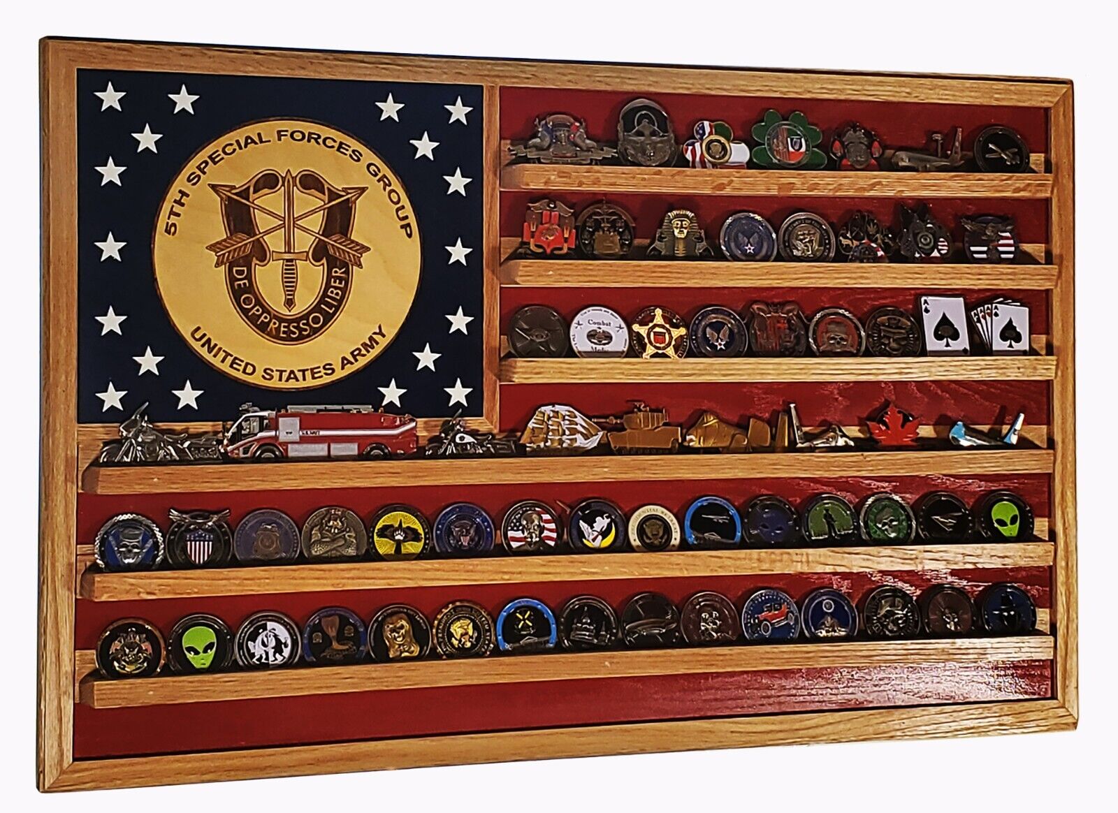 US Army 5th Special Forces Group Challenge Coin Display Flag 70-100 Coins Trad