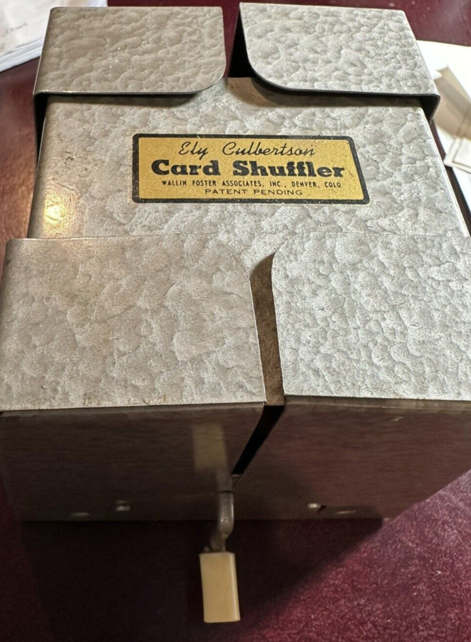 Vintage Ely Culbertson Playing Card Shuffler Patent Pending